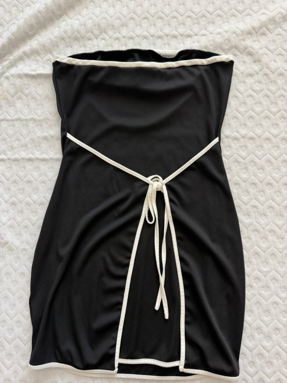 Strapless Black & White Trim Mini Dress